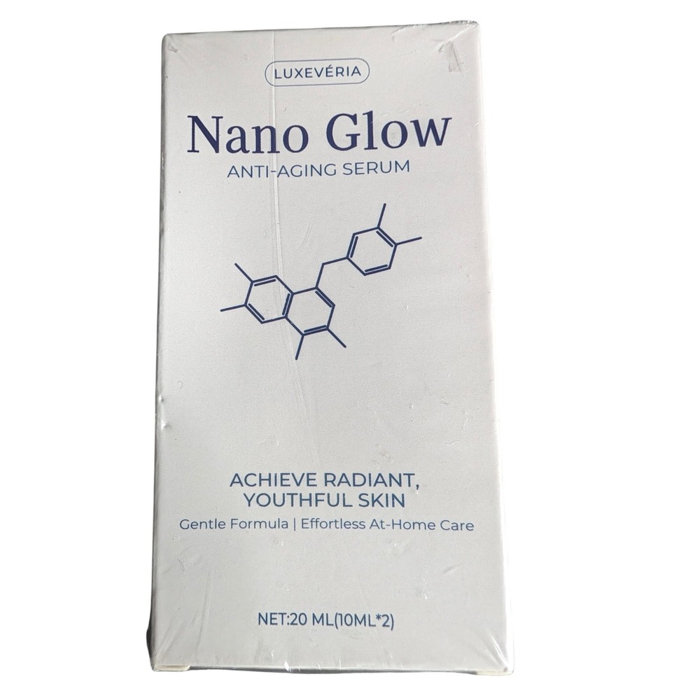 Luxeveria Nano Glow Anti-Aging Serum Kit 2x10ml with 64-Pin Roller Head NEW